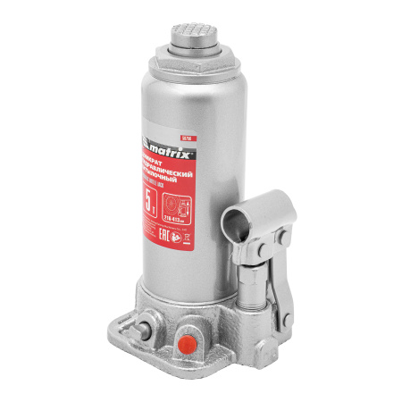 Домкрат гидравлический бутылочный, 5 т, высота подъема 216-413 мм, в пластиковый кейсе Matrix цена