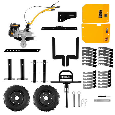Мотоблок DPT-370X, 7 л.с, дисковое сцепление, ширина 90 см, глубина 35 см, фрез 3 х 4, ВОМ, передачи 3В/1Н Denzel