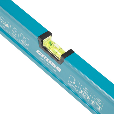 Уровень алюминиевый, магнит., фрезерованный, 3 глазка, 0,5 мм/м, 2000 мм Gross цена