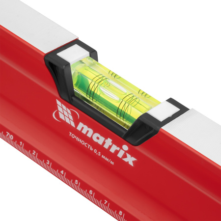 Уровень алюминиевый, магнит, фрезерованный, 3 глазка (1 зеркальный) двухкомпонентные рукоятки, 1500 мм Matrix цена