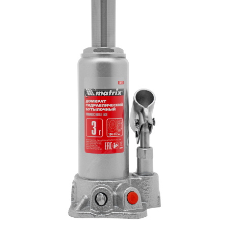 Домкрат гидравлический бутылочный, 3 т, высота подъема 194-372 мм, в пластиковый кейсе Matrix цена