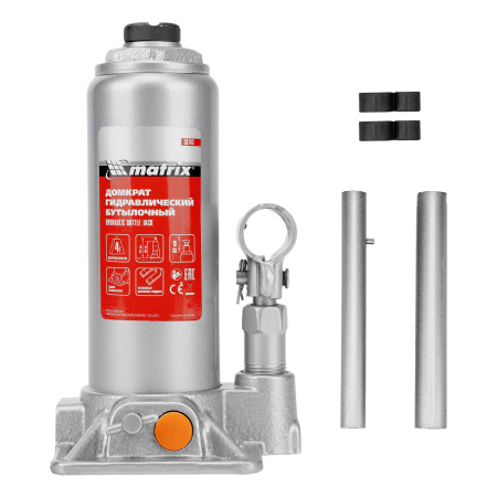 Домкрат гидравлический бутылочный, 4 т, h подъема 194-372 мм Matrix цена