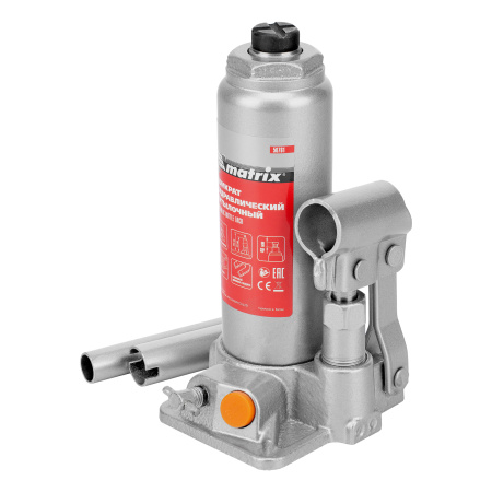 Домкрат гидравлический бутылочный, 2 т, h подъема 181-345 мм Matrix цена
