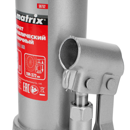 Домкрат гидравлический бутылочный, 3 т, высота подъема 194-372 мм, в пластиковый кейсе Matrix цена