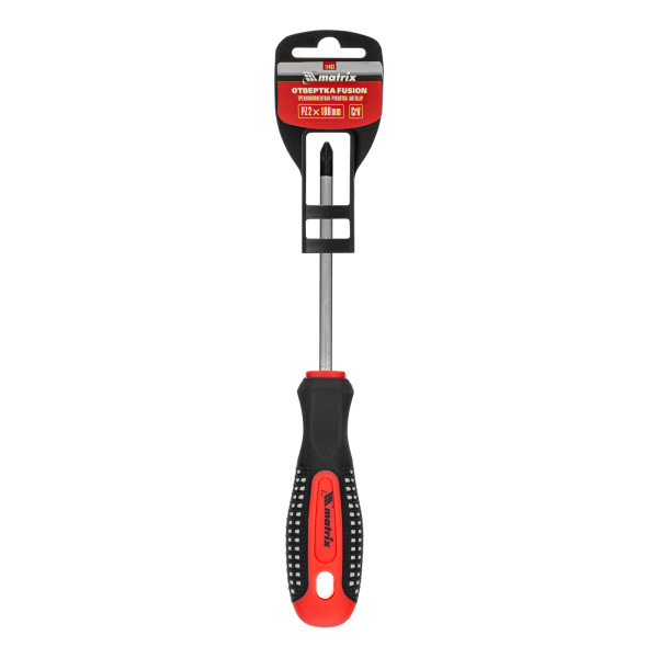 Отвертка Fusion, PZ2 x 100 мм, CrV, трехкомпонентная рукоятка "Anti slip" Matrix