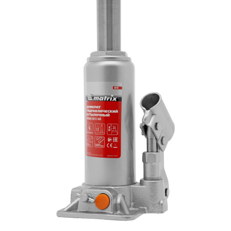 Домкрат гидравлический бутылочный, 4 т, h подъема 194-372 мм Matrix цена