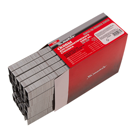 Скобы для пневматического степлера, 22 мм, ширина 1.2 мм, толщина 0.6 мм, ширина скобы 11.2 мм, 5000 шт Matrix цена