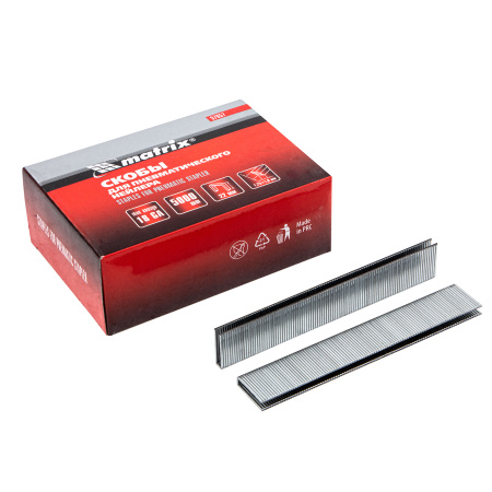 Скобы для пневматического степлера 18GA, 1.25 х 1 мм длина 22 мм ширина 5,7 мм, 5000 шт Matrix цена