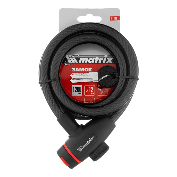 Замок тросовый универсальный, 12 х 1200 мм Matrix цена