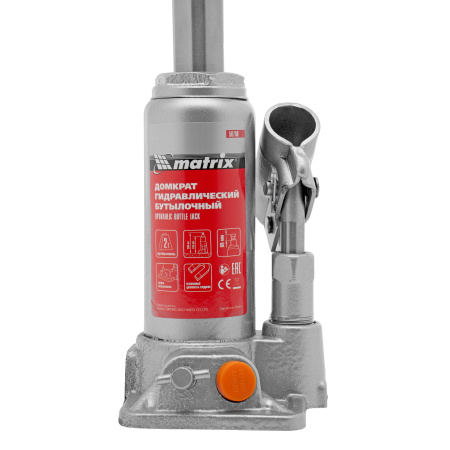 Домкрат гидравлический бутылочный, 2 т, h подъема 158-308 мм Matrix цена