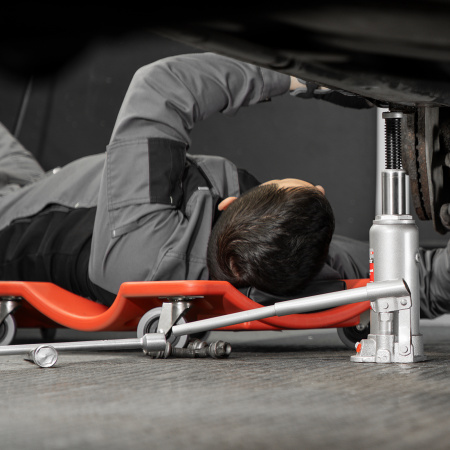 Домкрат гидравлический бутылочный, 5 т, высота подъема 216-413 мм, в пластиковый кейсе Matrix цена