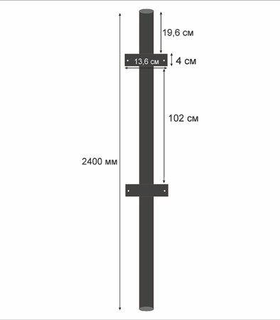 Столб круглый для забора d51 мм 2,5 м с планками грунт серый