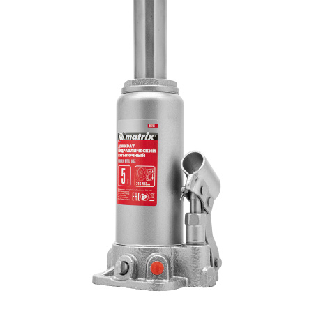 Домкрат гидравлический бутылочный, 5 т, высота подъема 216-413 мм, в пластиковый кейсе Matrix цена