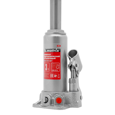 Домкрат гидравлический бутылочный, 3 т, высота подъема 194-372 мм, в пластиковый кейсе Matrix цена