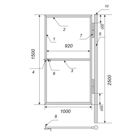 Калитка распашная каркас со столбом 1х1,5 м красно-коричневая