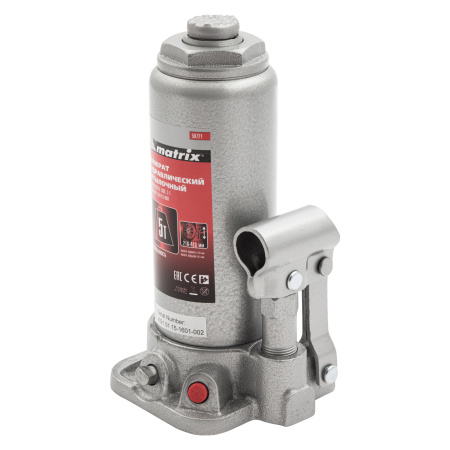 Домкрат гидравлический бутылочный, 5 т, высота подъема 216-413 мм Matrix цена