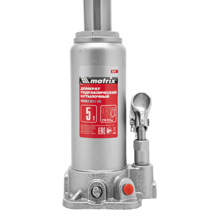 Домкрат гидравлический бутылочный, 5 т, высота подъема 216-413 мм, в пластиковый кейсе Matrix цена