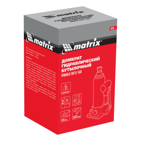 Домкрат гидравлический бутылочный, 2 т, h подъема 158-308 мм Matrix цена