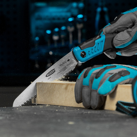 Пила по дереву Piranha, складная, для кемпинга и сада, 150 мм, 9-10 TPI, подкаленый зуб 3D, двухкомпонентная рукоятка Gross цена