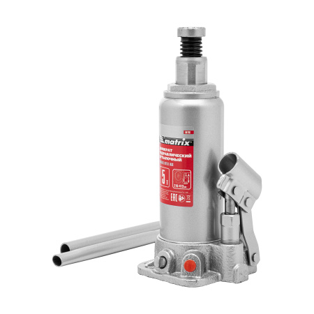 Домкрат гидравлический бутылочный, 5 т, высота подъема 216-413 мм, в пластиковый кейсе Matrix цена