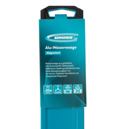 Уровень алюминиевый, магнит., фрезерованный, 3 глазка, 0,5 мм/м, 2000 мм Gross цена