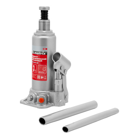 Домкрат гидравлический бутылочный, 3 т, высота подъема 194-372 мм, в пластиковый кейсе Matrix цена