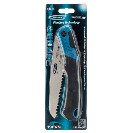 Пила по дереву Piranha, складная, для кемпинга и сада, 150 мм, 9-10 TPI, подкаленый зуб 3D, двухкомпонентная рукоятка Gross цена