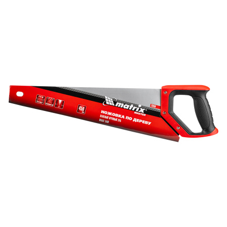 Ножовка по дереву, 450 мм, зуб 2D, каленый крупный зуб 5-6 TPI, двухкомпонентная рукоятка Matrix цена