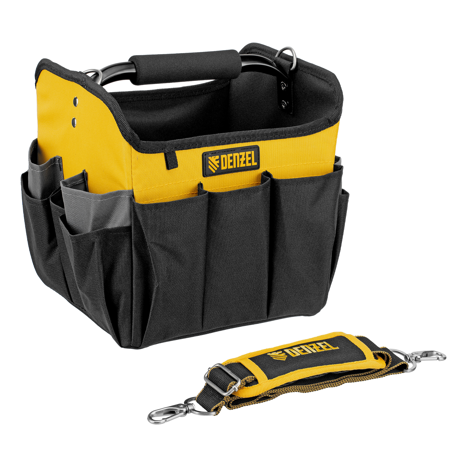 Переноска для инструмента, 260х240х300 мм, 22 кармана, наплечный ремень Denzel