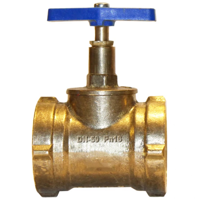 Клапан Ду-50 15Б3Р муфта/цапка латунь прямой 180⁰