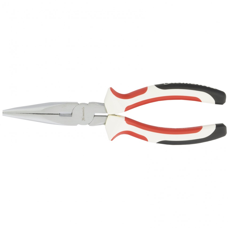 Длинногубцы прямые, WHite Nickel, 200 мм, никелированные, трехкомпонентные рукоятки Matrix