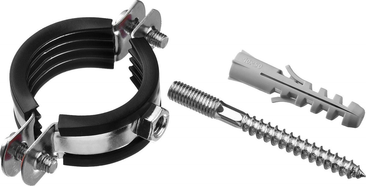 Хомут в комплекте со шпилькой и дюбелем 1 1/2 (42-52мм)