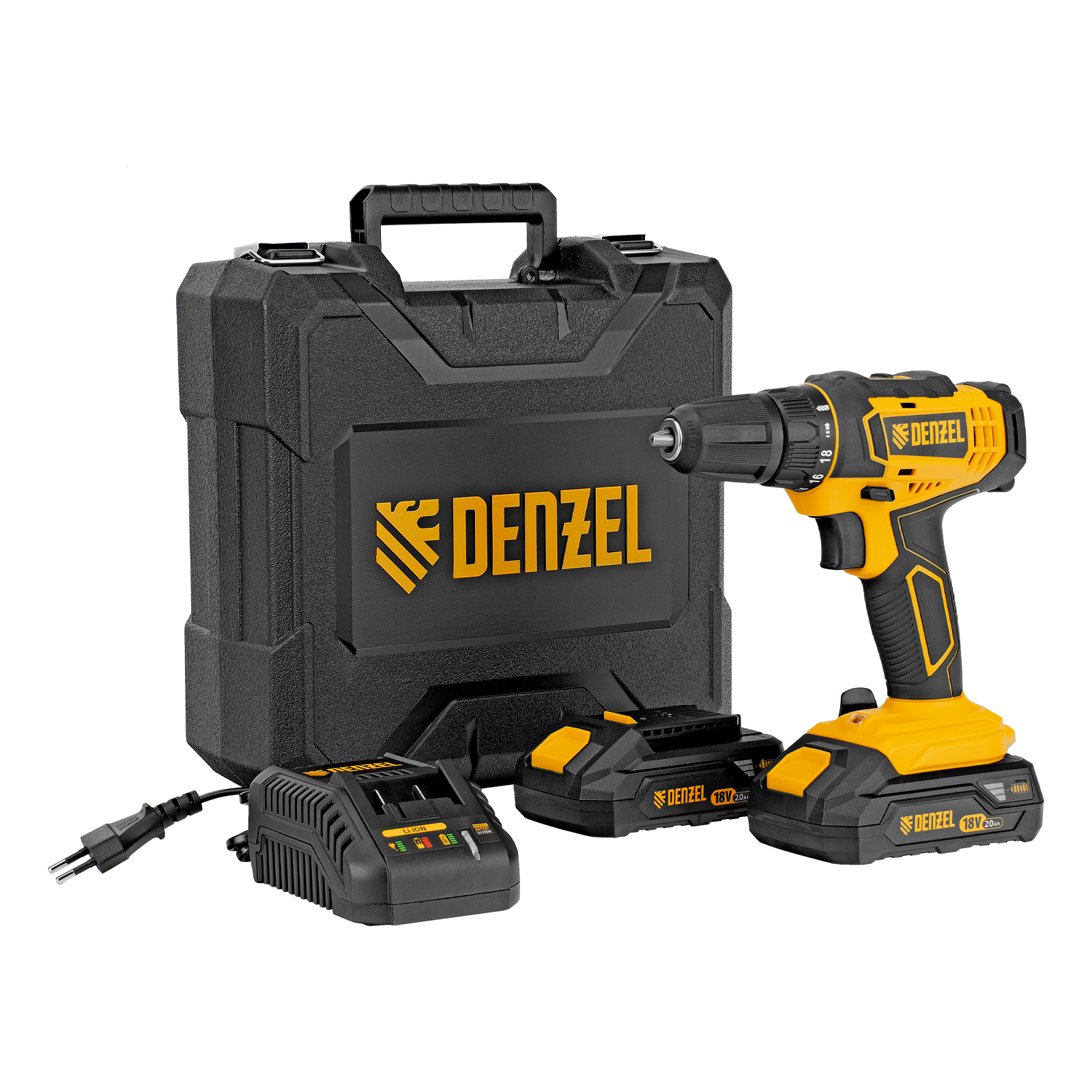 Дрель-шуруповерт аккумуляторная CDL-18-02BM, Li-Ion, 18 В, 2 аккумулятор Denzel