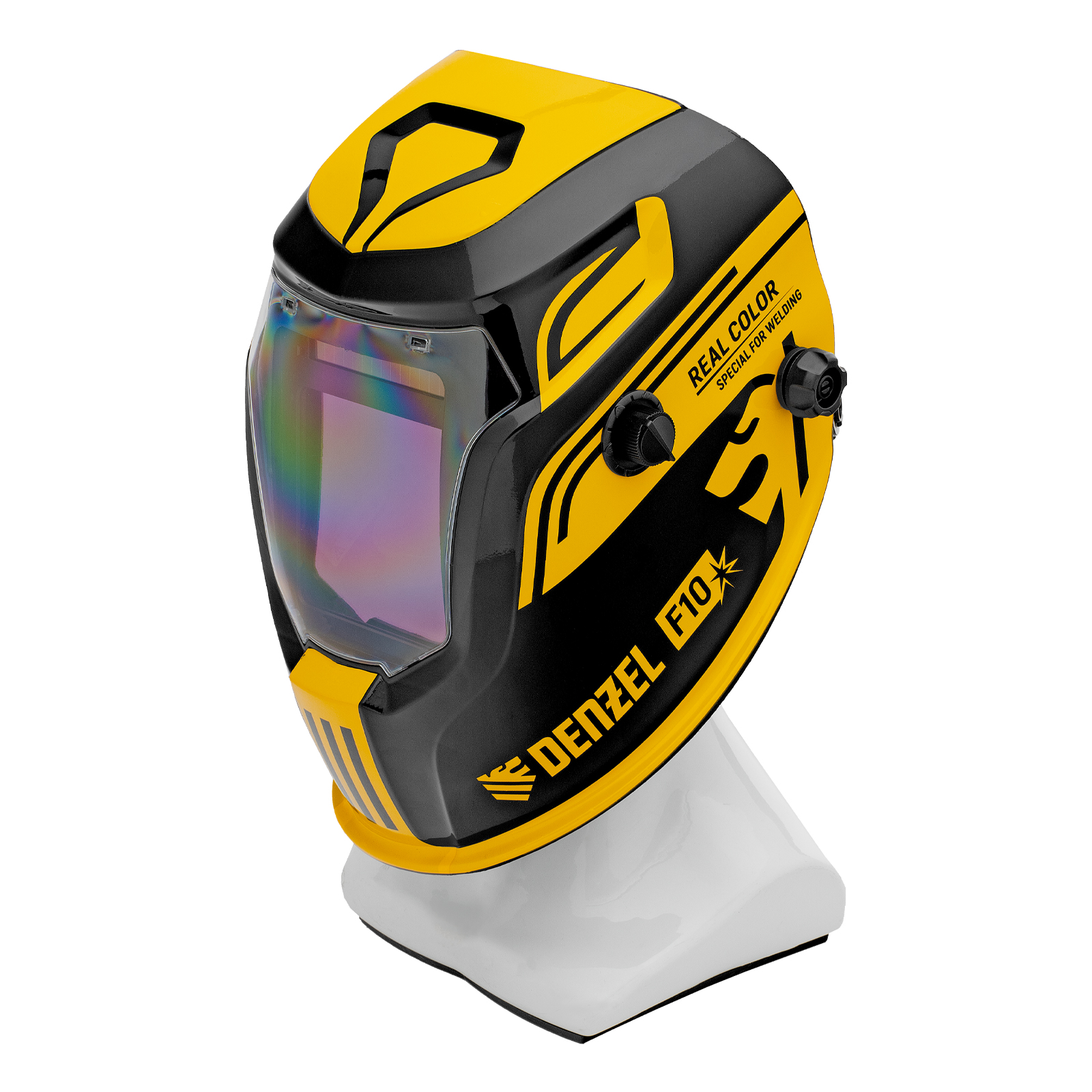 Щиток защитный лицевой (маска сварщика) F10, см. окно 100х96, Real Color, DIN 4-8/9-13 Denzel