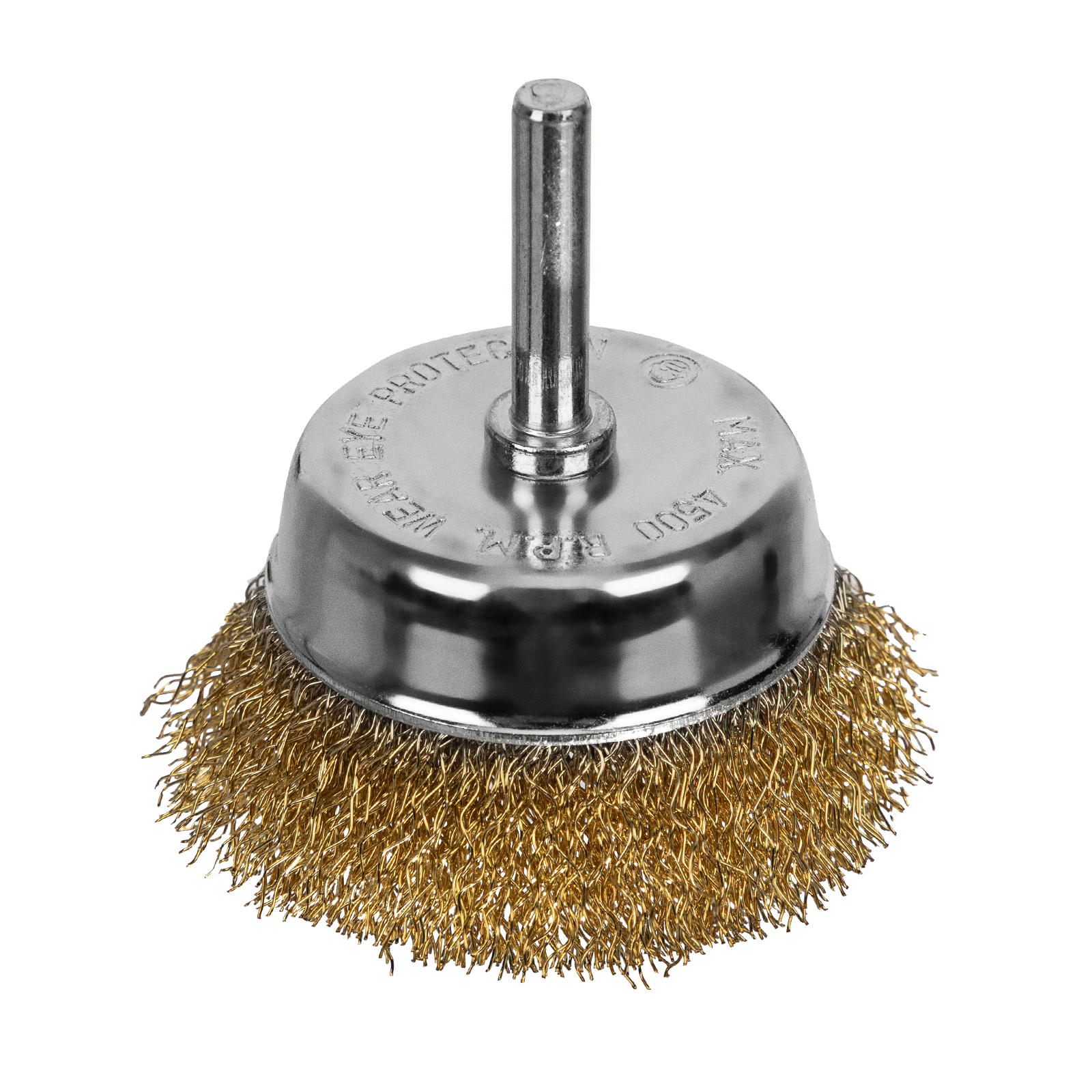 Щетка для дрели, 65 мм, "чашка" со шпилькой, латунированная витая проволока Matrix