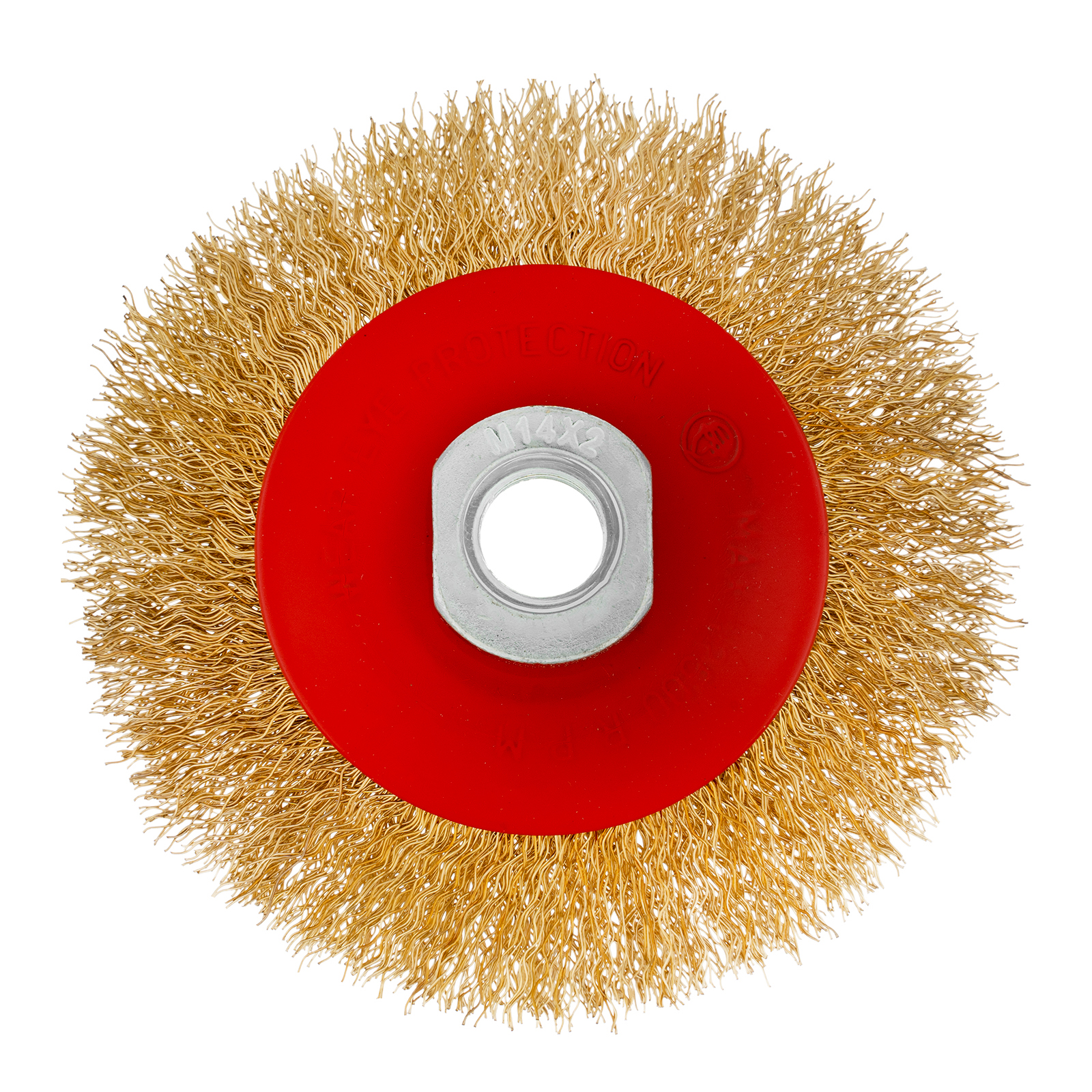 Щетка для УШМ, 100 мм, М14, "тарелка", латунированная витая проволока Matrix