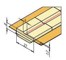 КЕДР Керамическая подкладка трапециевидная КЕДР КП- 6К (ширина 27 мм, канавка 6 мм скругленная, длина 600 мм)