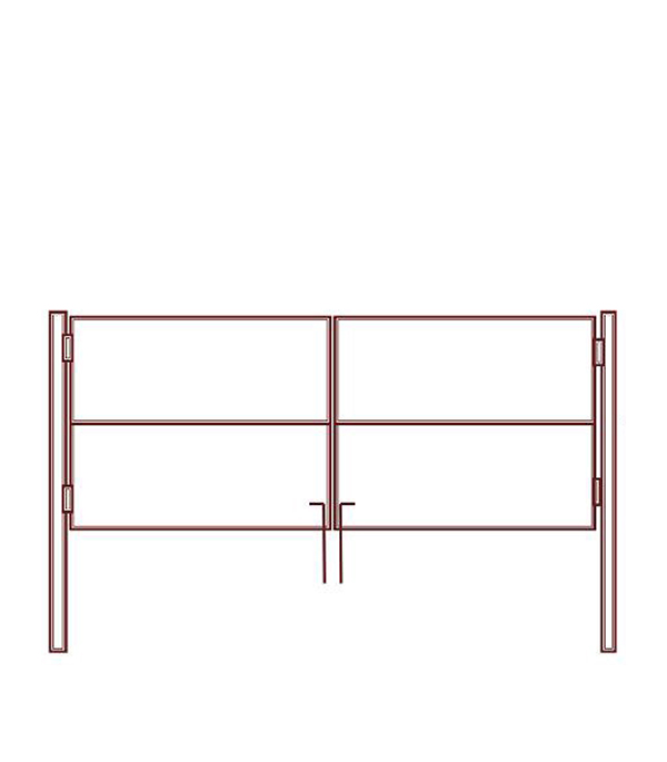 Ворота распашные каркас со столбами 3х1,5 м графитовый серый RAL 7024