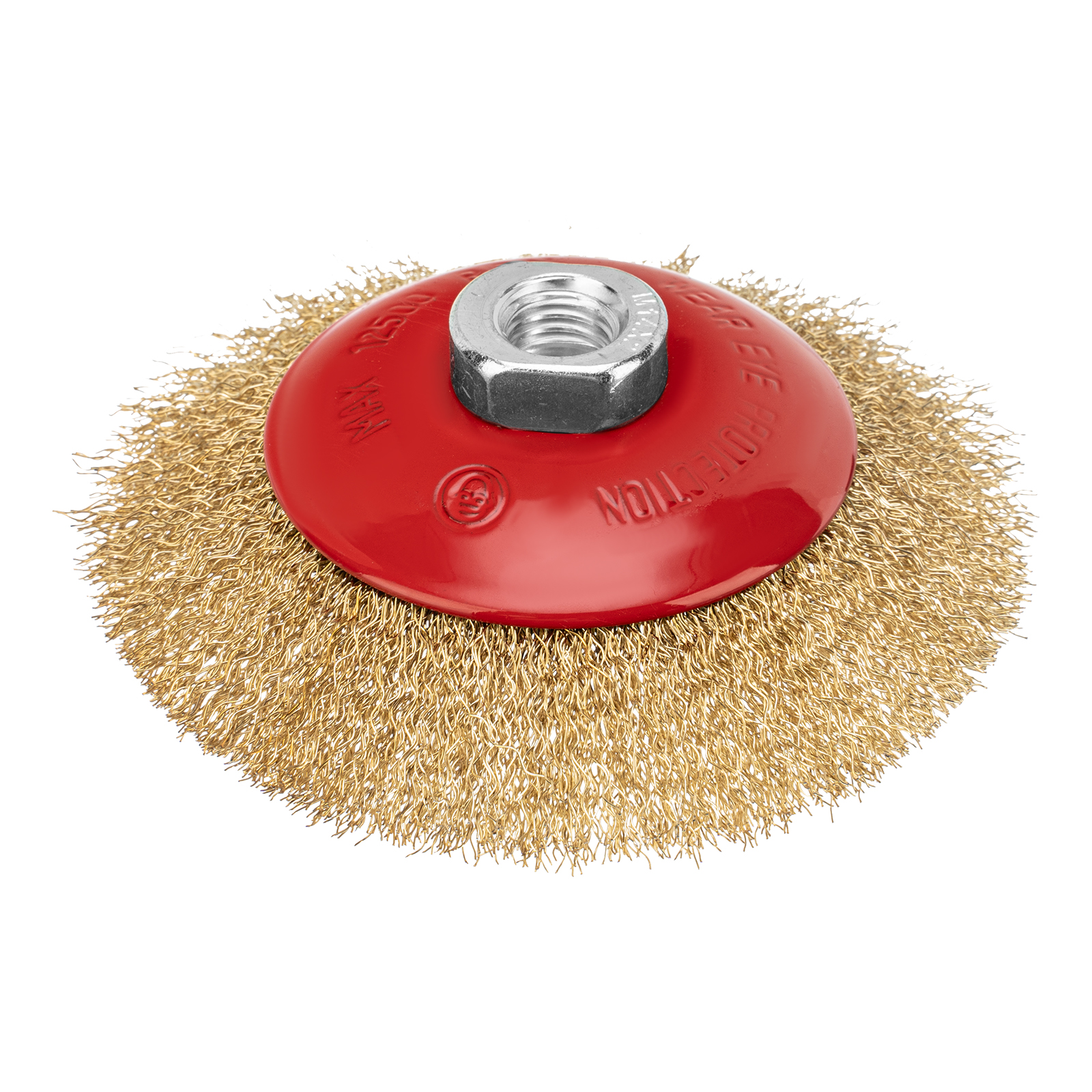 Щетка для УШМ, 115 мм, М14, "тарелка", латунированная витая проволока Matrix