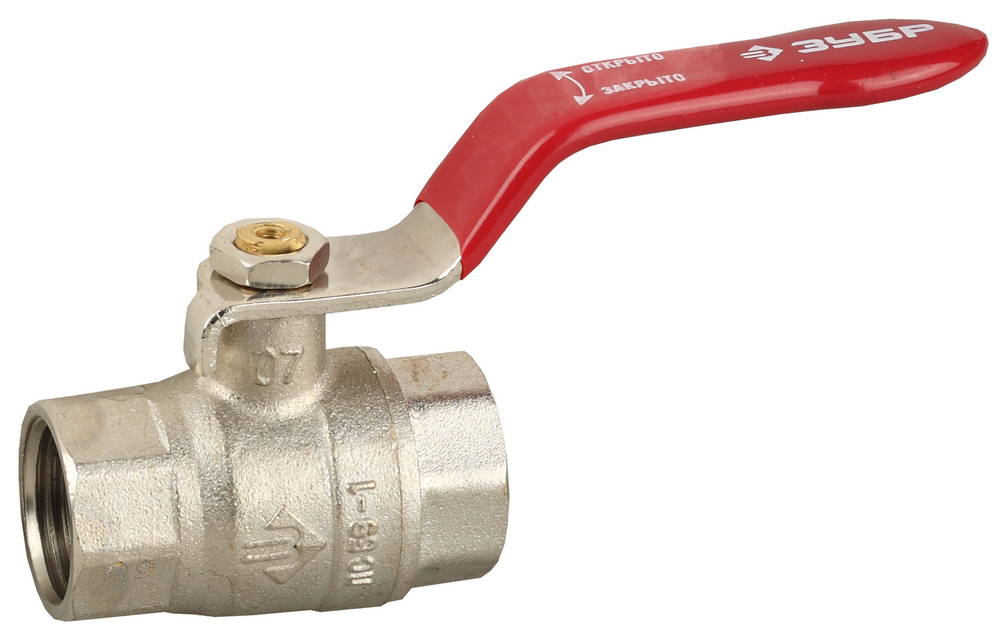 Кран ЗУБР шаровой 5/4″ полнопроходной ″мама-мама″, ручка, никелированная латунь