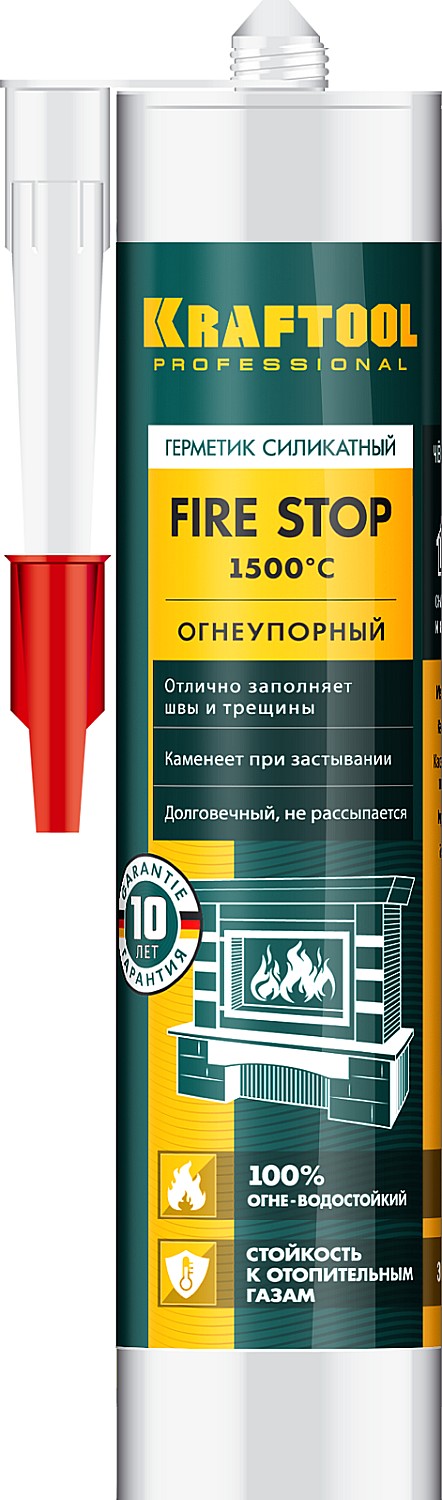 Огнеупорный силикатный герметик KRAFTOOL Fire Stop 300 мл черный 41260-4