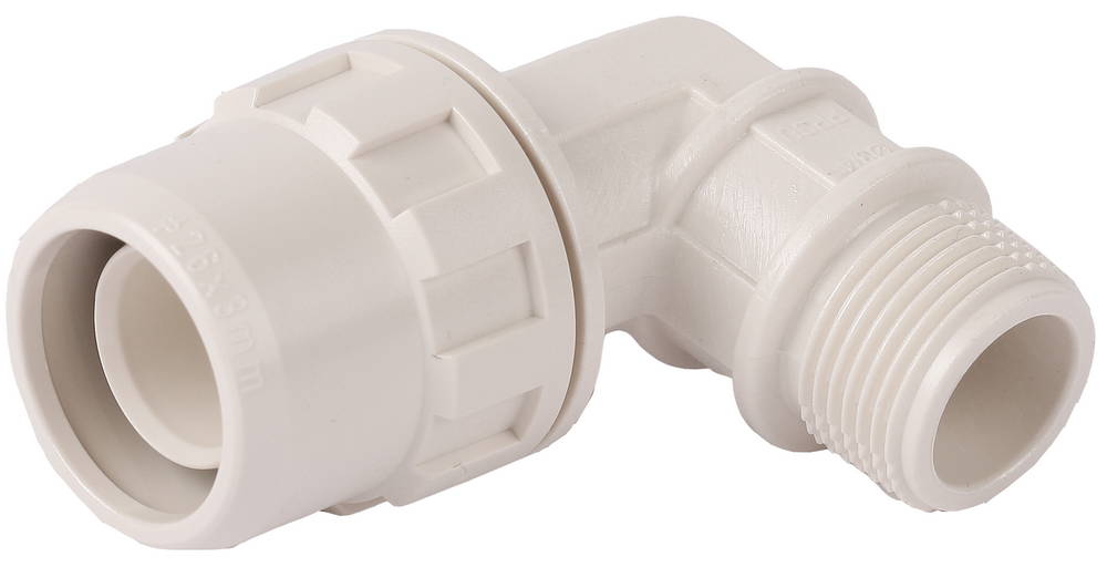 Муфта ЗУБР ″ШиреФит″ соединительная угловая 90°, ″штуцер с гайкой - внешняя резьба″, 20мм-1/2″
