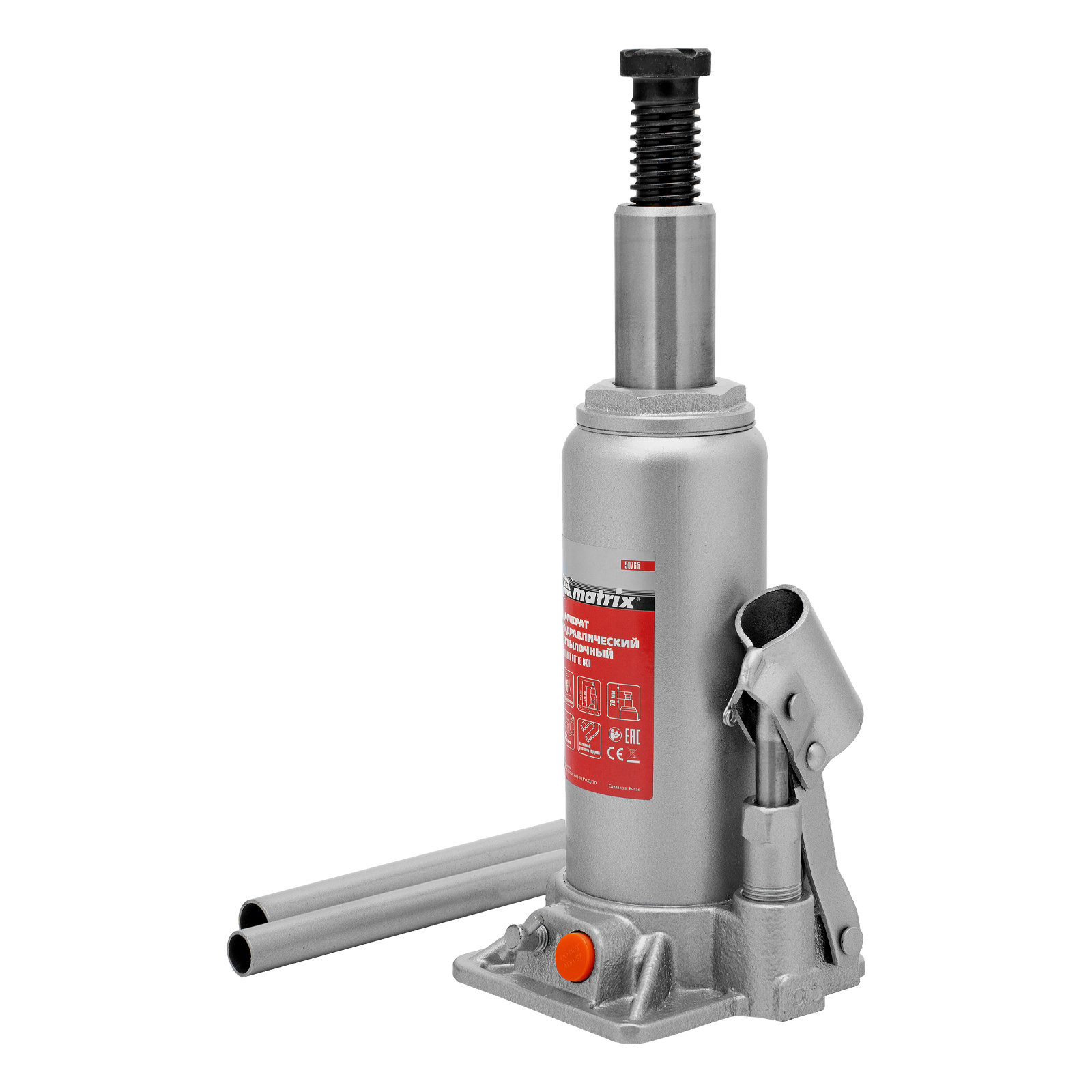 Домкрат гидравлический бутылочный, 6 т, h подъема 216-413 мм Matrix