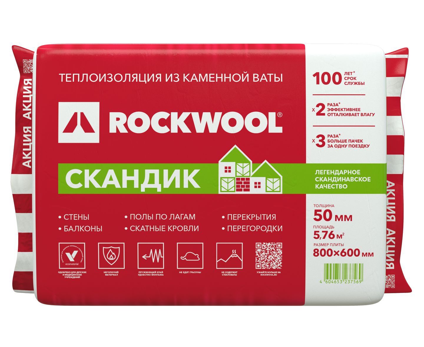 Rockwool Лайт Баттс Скандик 800х600х100 мм 2.88м2 0.288м3 6шт Rockwool Лайт Баттс Скандик 800х600х100 мм 2.88м2 0.288м3 6шт
