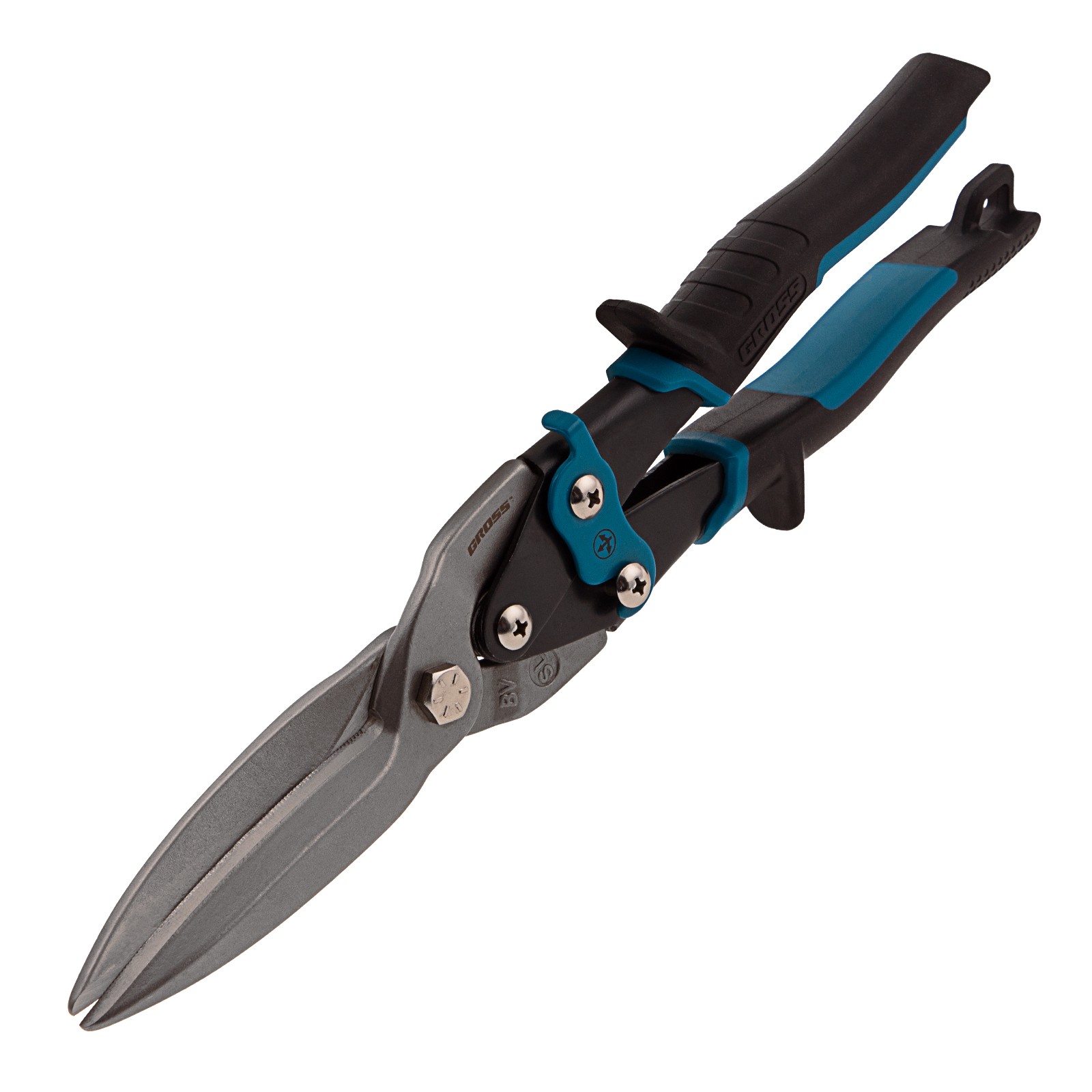 Ножницы по металлу "Piranha", 270 мм, прямой проходной рез, сталь СrMo, двухкомпонентные рукоятки Gross