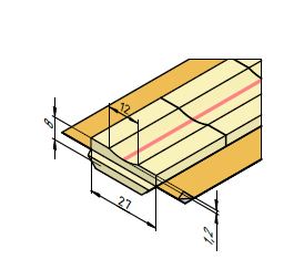 КЕДР Керамическая подкладка трапециевидная КЕДР КП-12К (ширина 27 мм, канавка 12 мм скругленная, длина 600 мм)