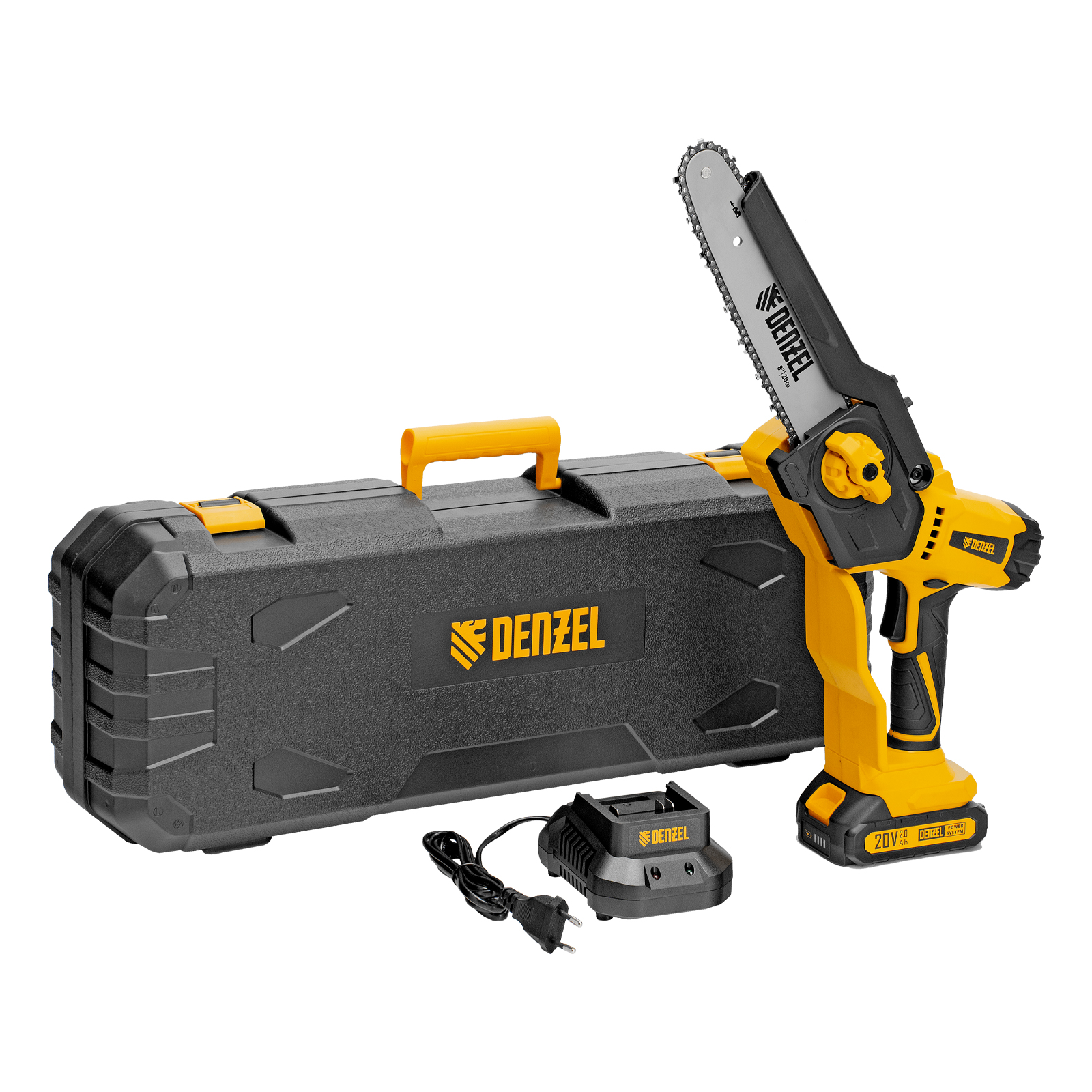 Цепная мини-пила аккумуляторная бесщет., СCS-200BL, шина 200 мм, Li-Ion, 20 В Denzel