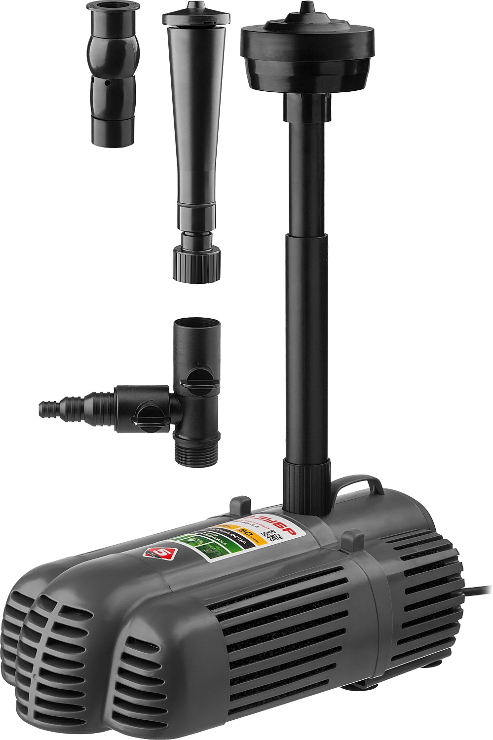 Насос фонтанный, ЗУБР ЗНФГ-50-3.4, для грязной воды, напор 3,4 м, насадки: колокольчик, гейзер, каскад, 85 Вт, 50 л/мин, ЗУБР ЗНФГ-50-3.4