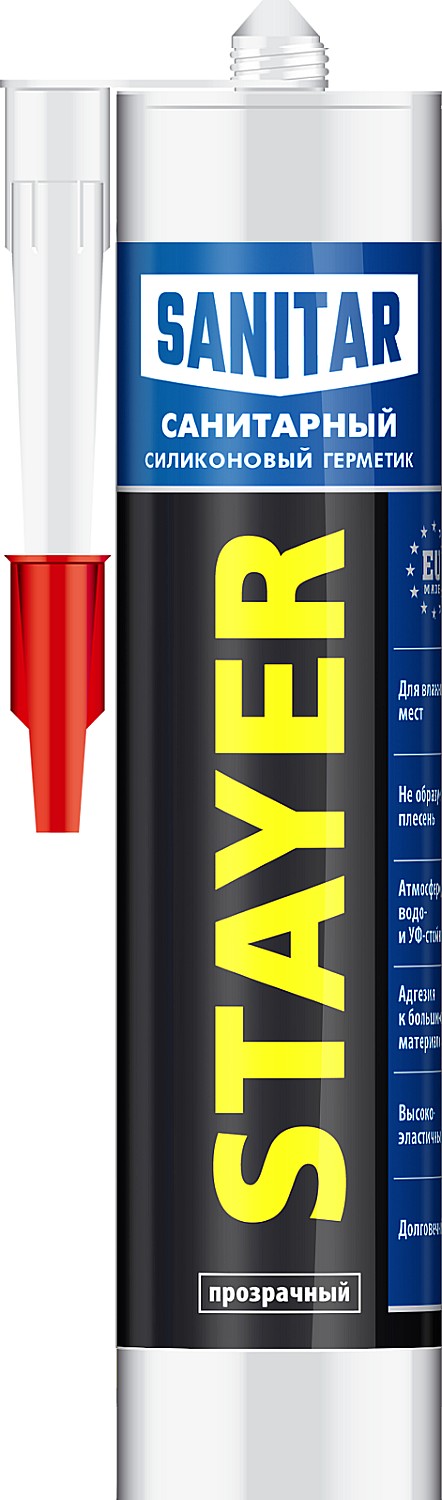 Санитарный силиконовый герметик STAYER 260 мл прозрачный 41215-2_z01