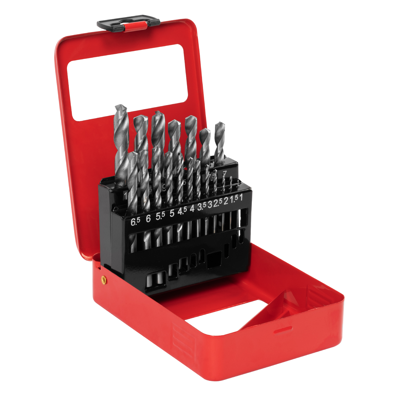 Набор сверл по металлу, 1-10 мм (через 0.5 мм) HSS 19 шт, металлическая коробка, цилиндрический хвостовик Matrix